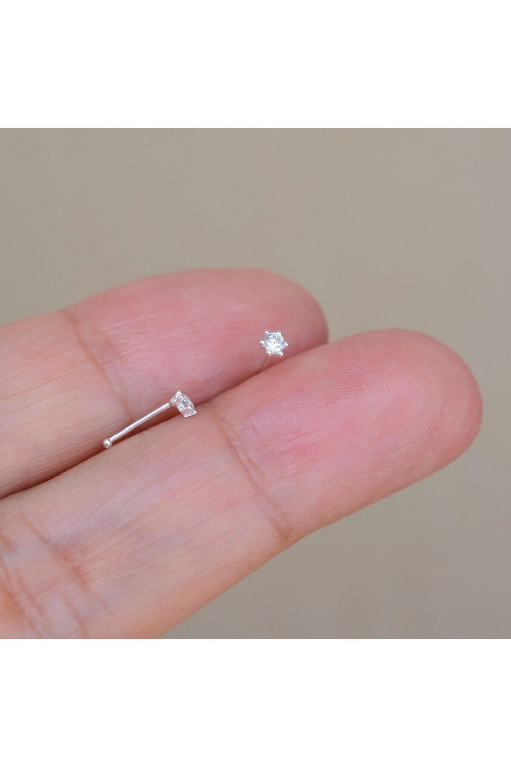 925 Ayar Tektaş Hızma Taşlı Burun Piercing 2 mm
