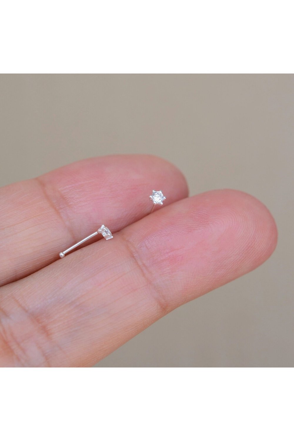 925 Ayar Tektaş Hızma Taşlı Burun Piercing 2 mm