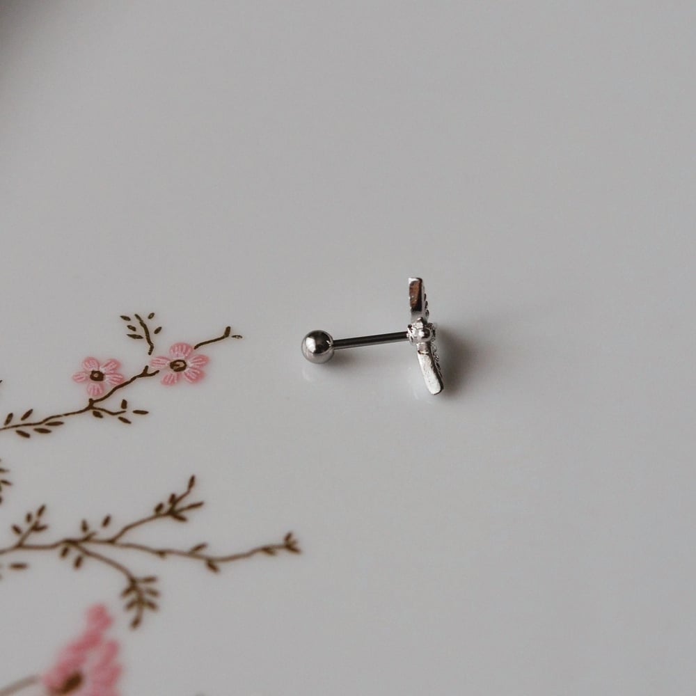 Anka Kuşu Helix Piercing Kıkırdak Cerrahi Çelik Gümüş Renk