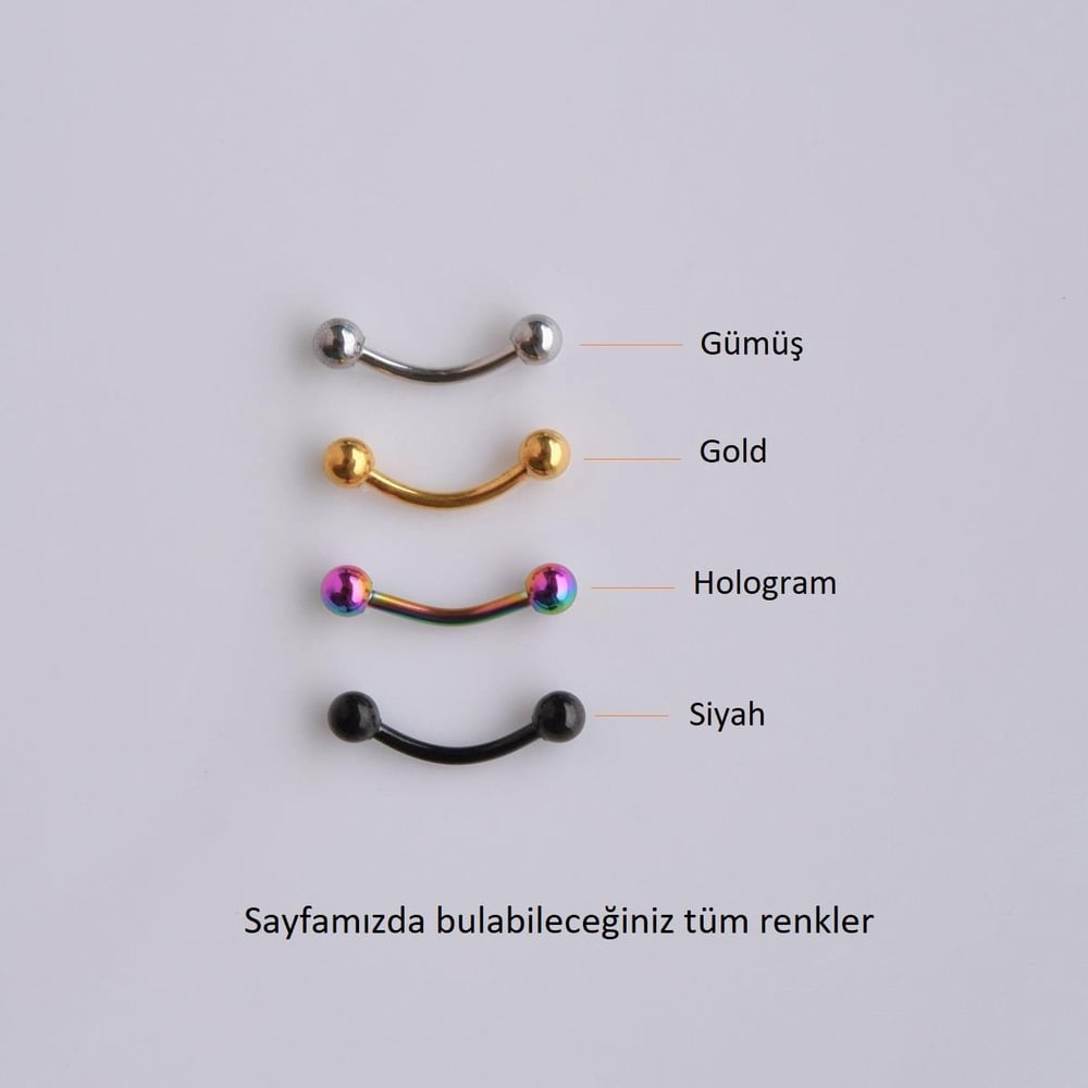 Cerrahi Çelik 8 mm İki Ucu Toplu Minimal Göbek Piercingi Siyah Renkli