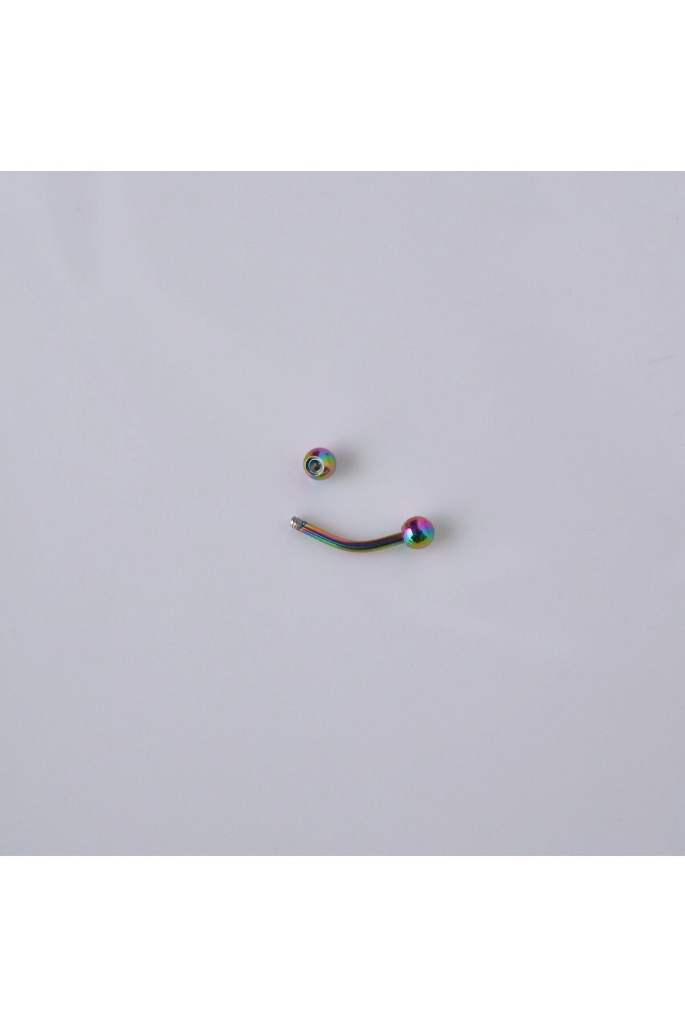 Cerrahi Çelik 8 mm İki Ucu Toplu Minimal Göbek Piercingi Hologram Renkli