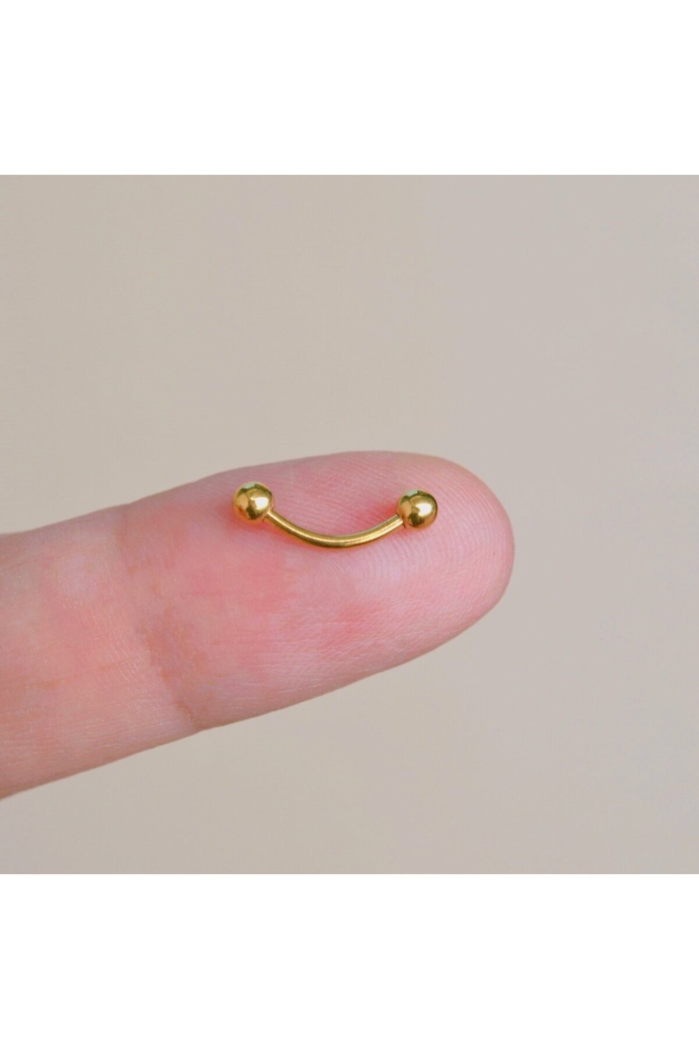 Cerrahi Çelik 8 mm İki Ucu Toplu Minimal Göbek Piercingi Gold Renkli