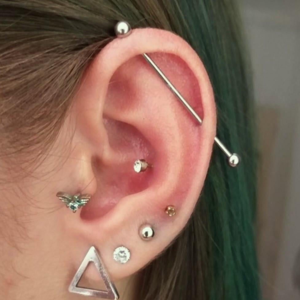 Cerrahi Çelik Industrial Piercing Köprü Piercing Silver Renk