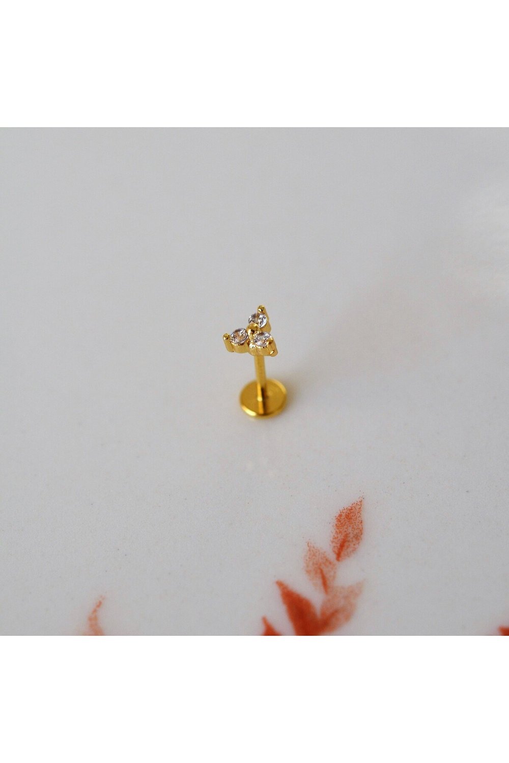 Cerrahi Çelik Mini Üçtaş Tragus Piercing Helix Kıkırdak Gold Renk
