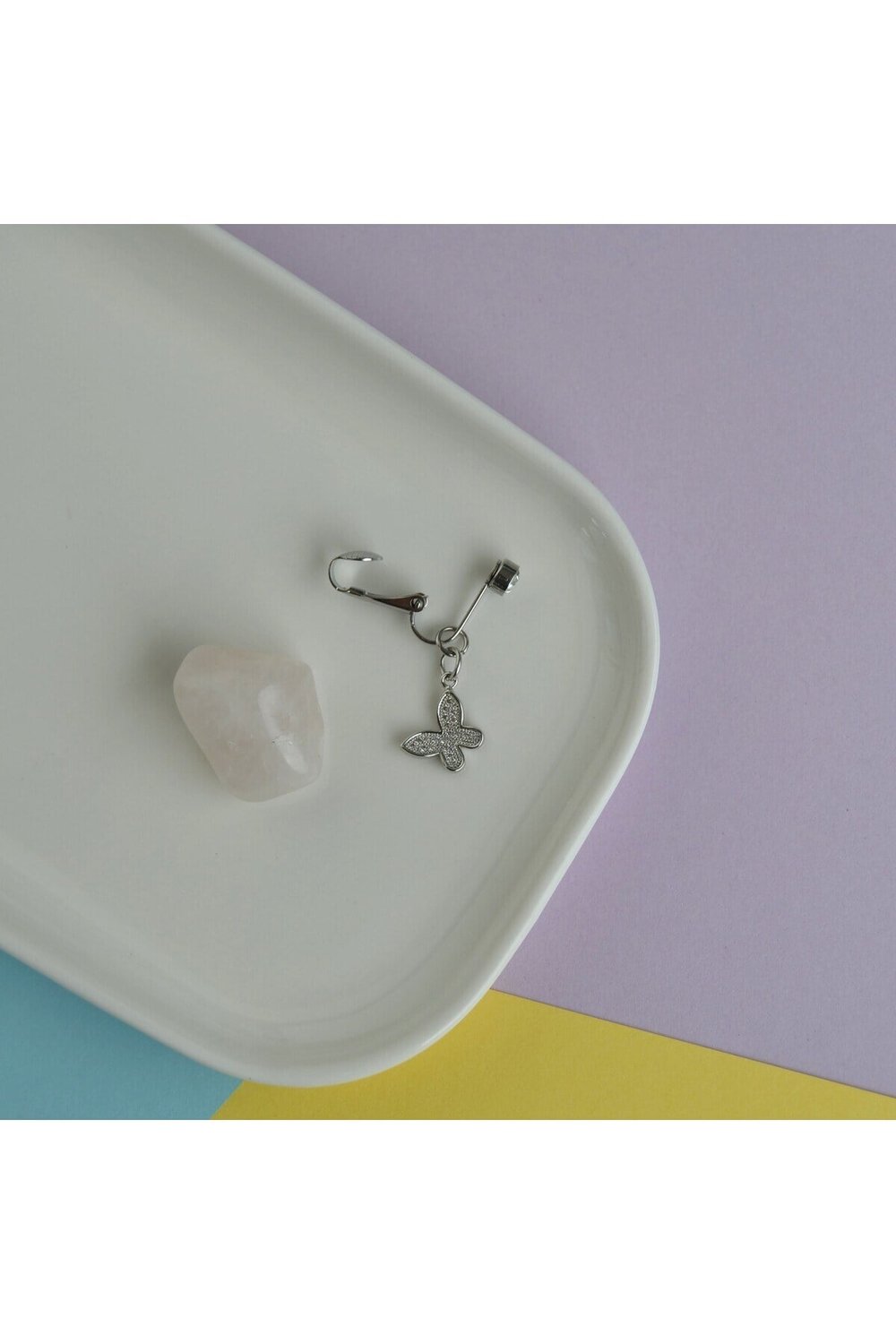 Deliksiz Göbek Piercing Mıknatıslı Sıkıştırma Kelebek Figürlü