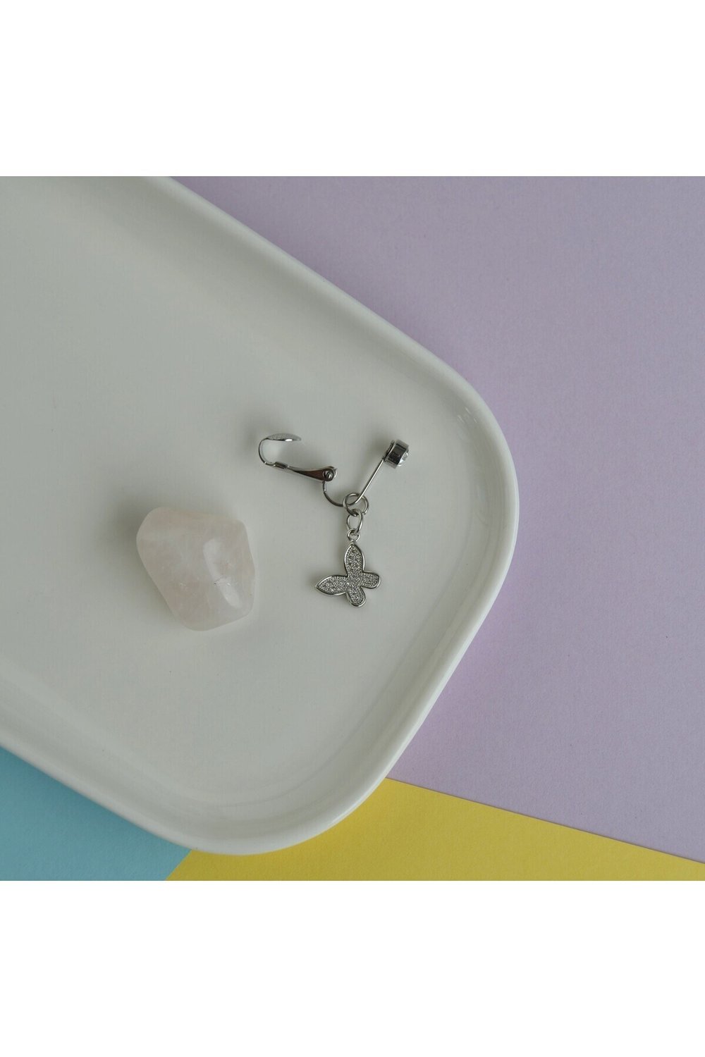Deliksiz Göbek Piercing Mıknatıslı Sıkıştırma Kelebek Figürlü