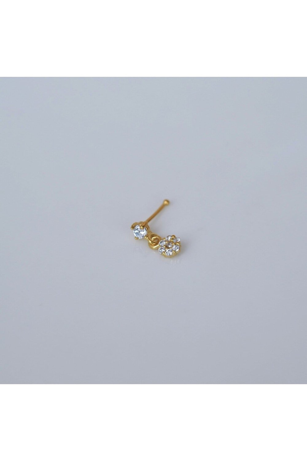 Gold Kaplama 925 Ayar Gümüş Çiçek Sallantılı Burun Hızma Piercing