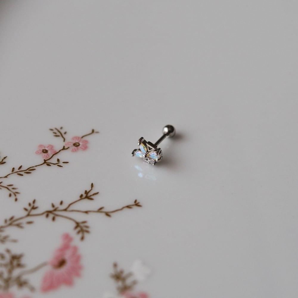 Hologram Çiçek Helix Piercing Kıkırdak Cerrahi Çelik Gümüş Renk