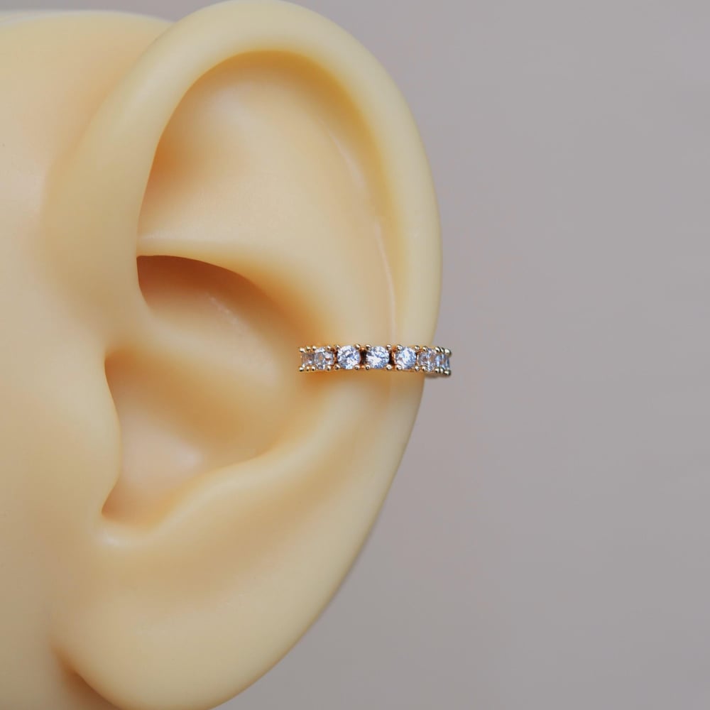 İnce Taşlı Earcuff Taşlı Sıkıştırma Kıkırdak Küpesi