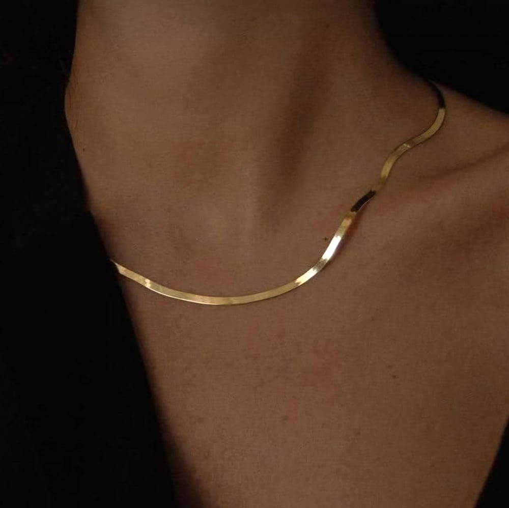 İtalyan Ezme Çelik Zincir Kolye Gold Renk Çelik Kolye Unisex Ürün