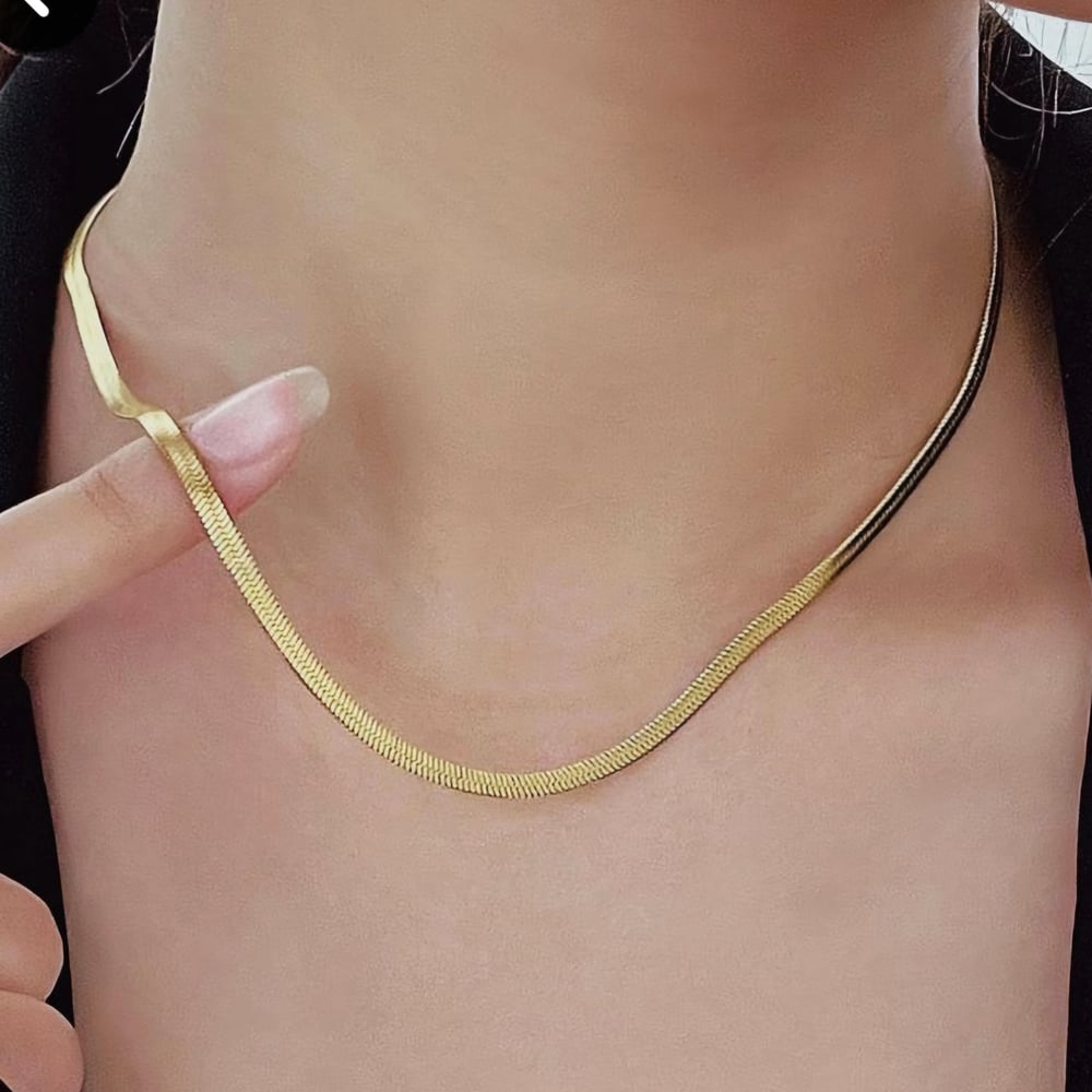 İtalyan Ezme Çelik Zincir Kolye Gold Renk Çelik Kolye Unisex Ürün