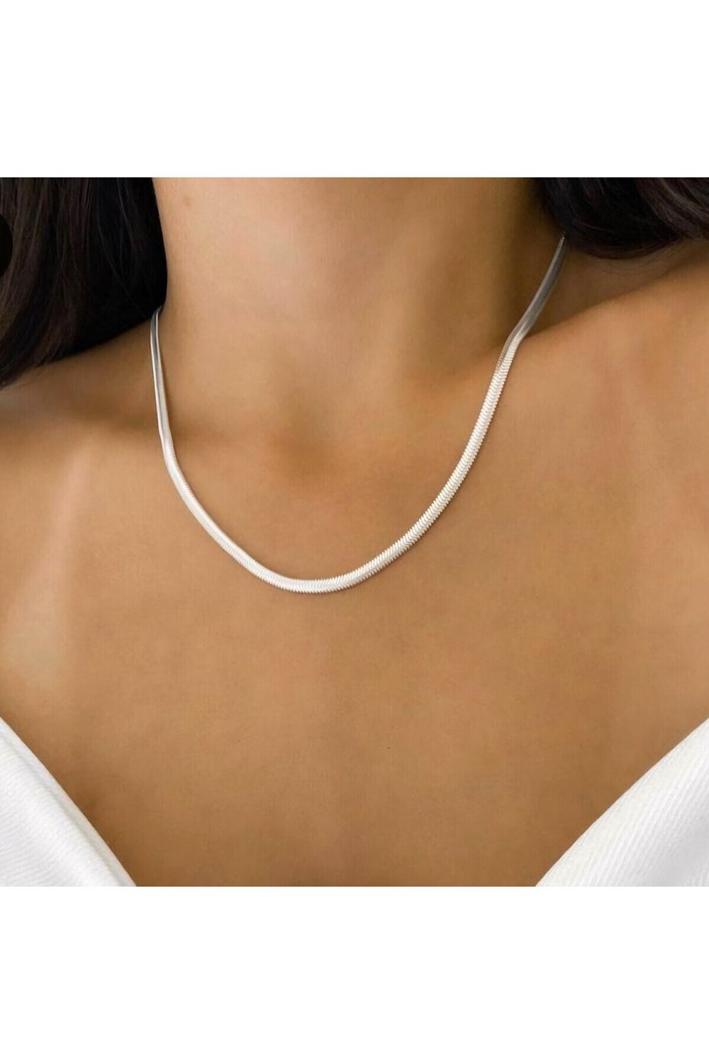 İtalyan Ezme Çelik Zincir Kolye Silver Renk Çelik Kolye Unisex Ürün