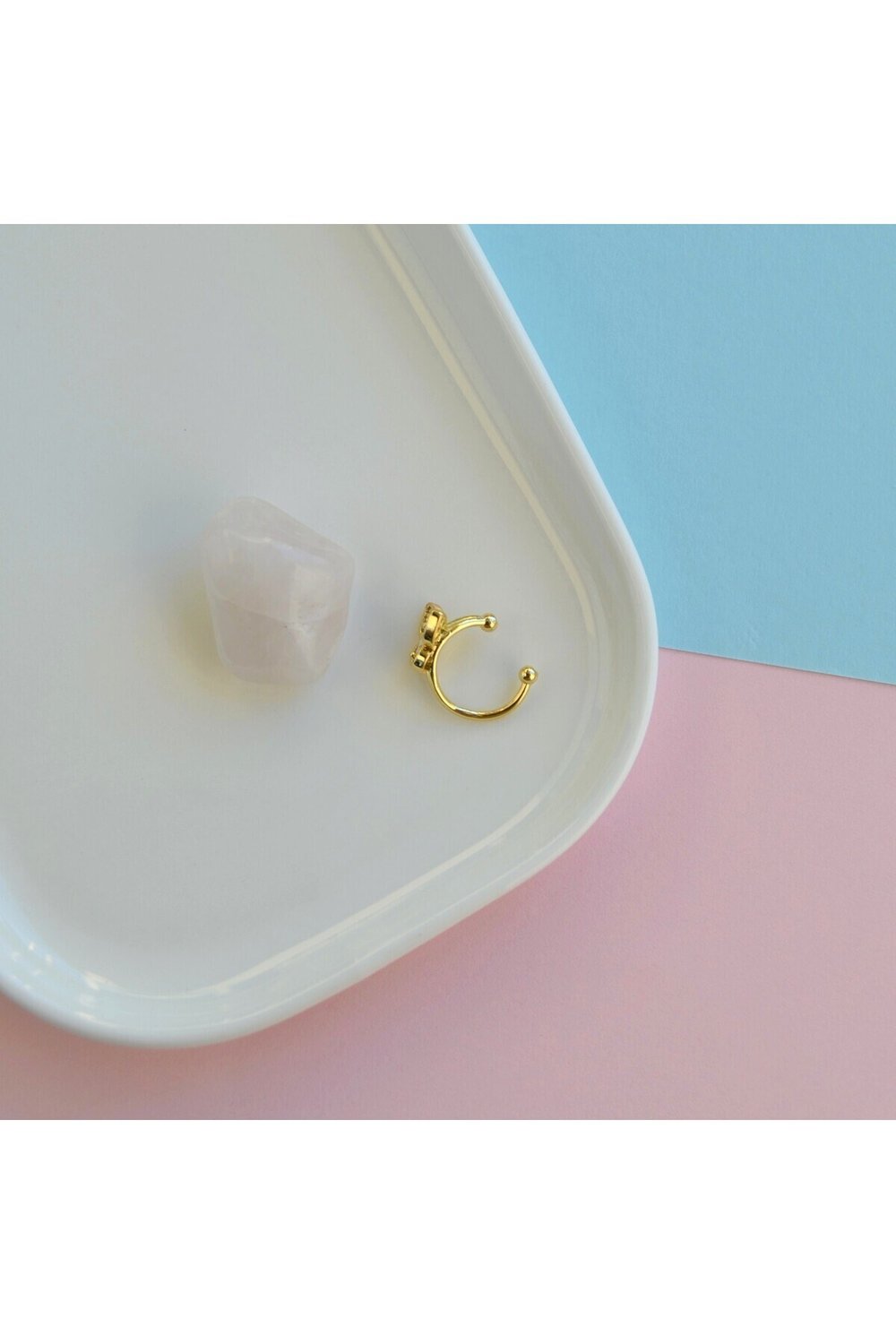 Kelebek Earcuff Sıkıştırma Kıkırdak Küpesi Delik Gerektirmez İnce Taşlı Earcuff