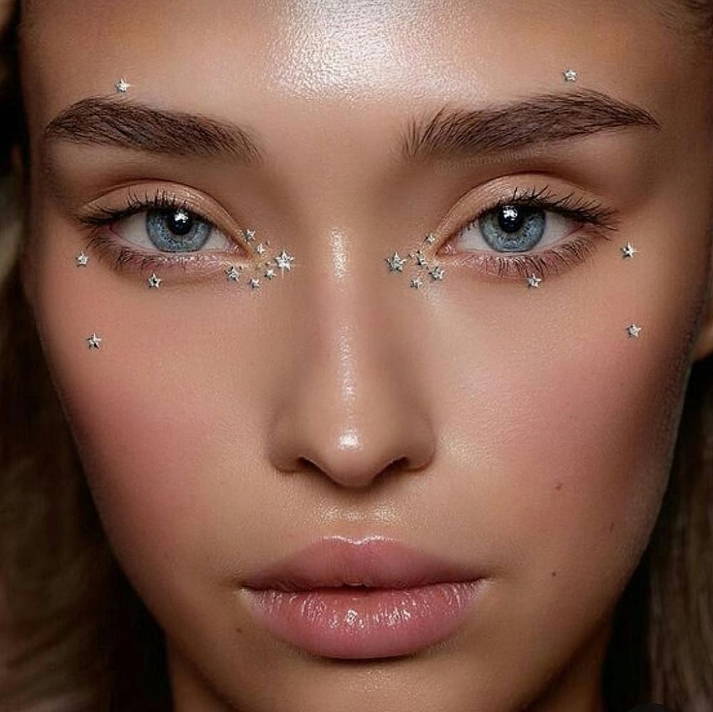 Kristal Yıldızlı Yüz Taşı Kendinden Yapışkanlı Makyaj Taşı Makeup Stickers Yıldız Tırnak Taşı