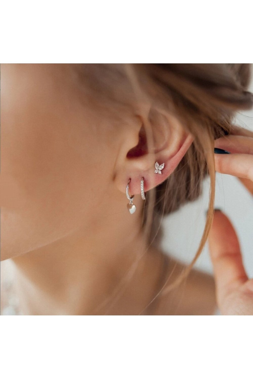 Silver Renkli Kelebek Helix Piercing Tragus Lob Conch 8 mm