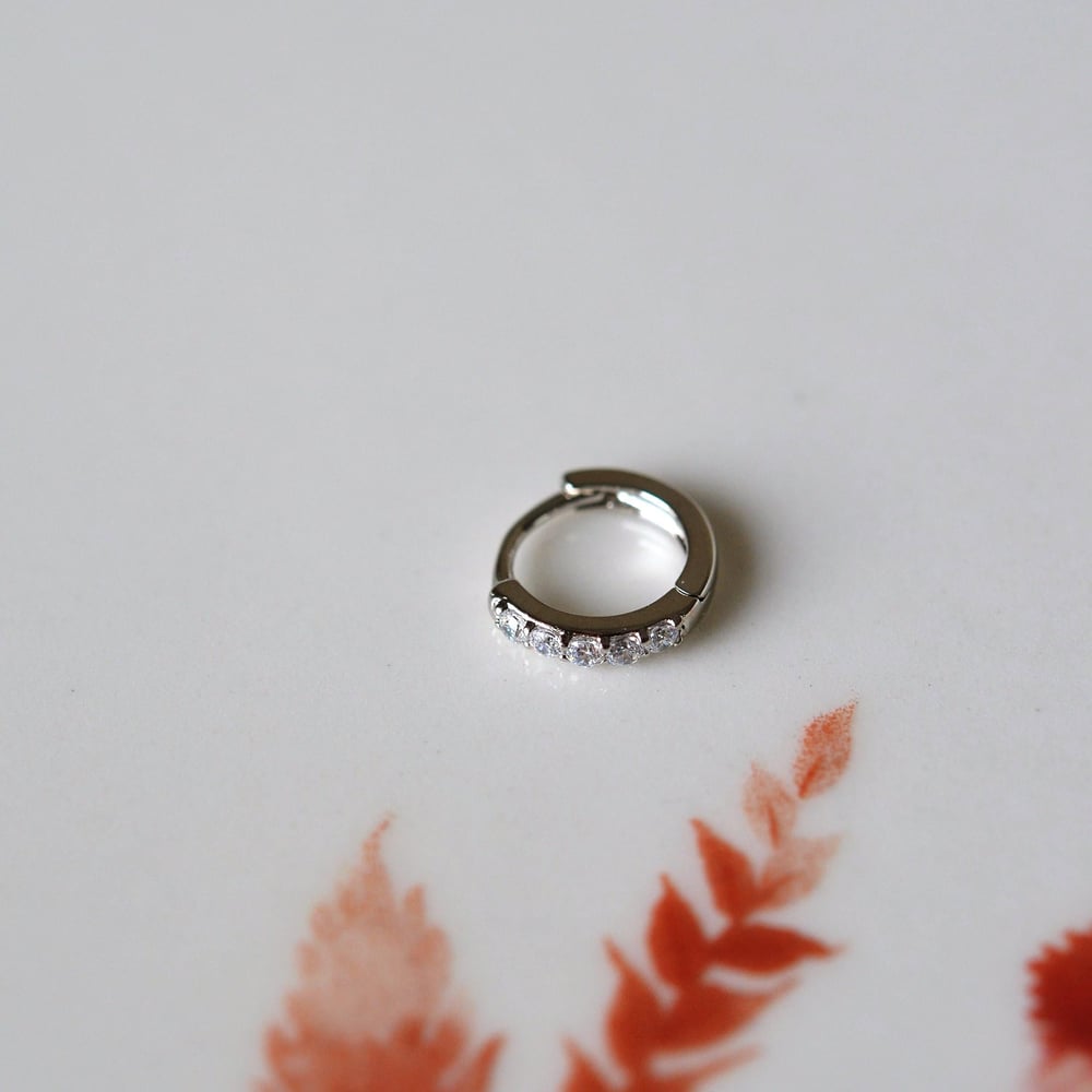 Silver Taşlı Halka Piercing Tragus Helix Daith Anti Tragus Kıkırdak