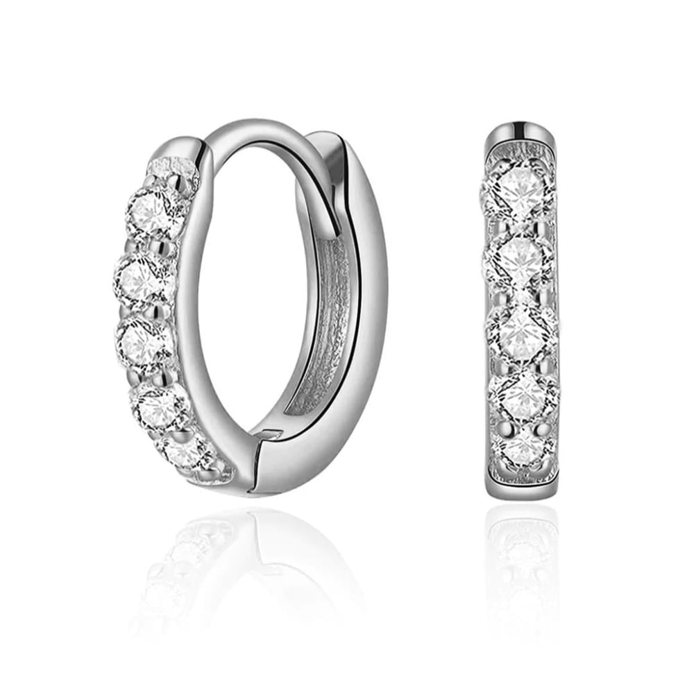 Silver Taşlı Halka Piercing Tragus Helix Daith Anti Tragus Kıkırdak