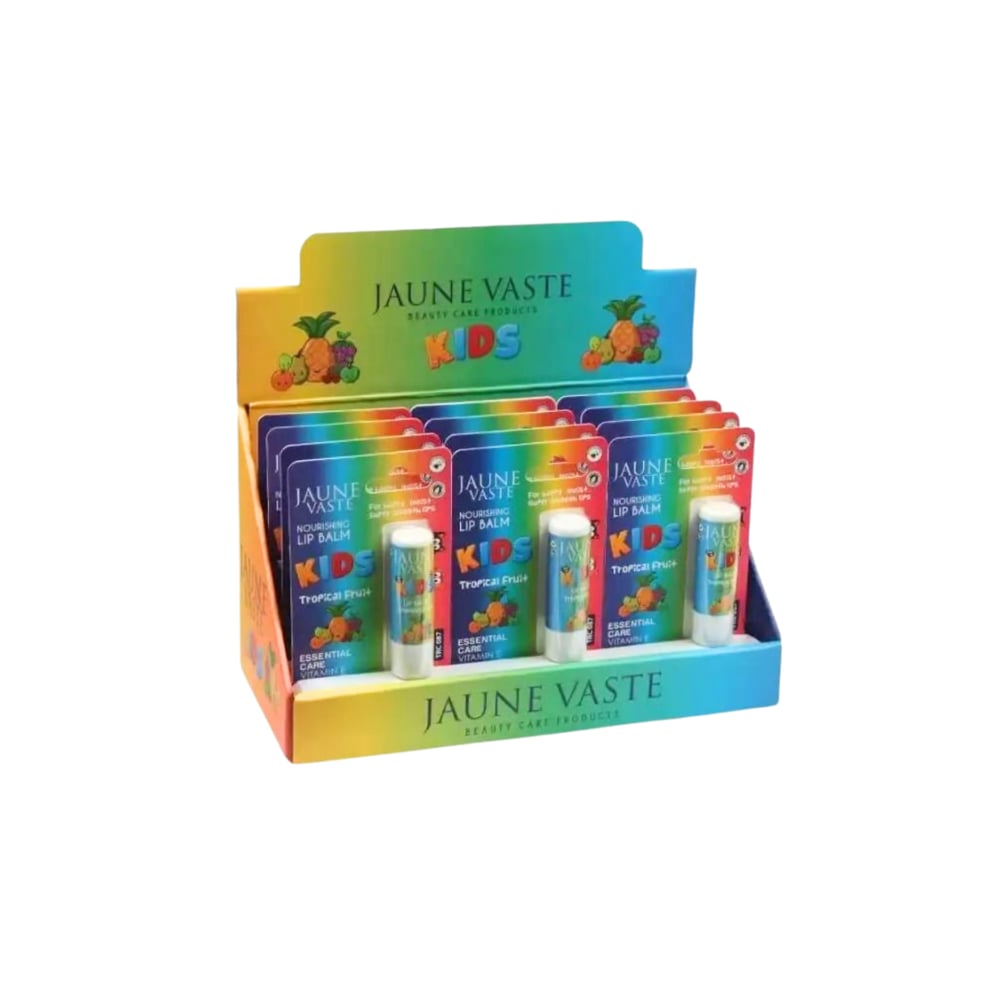 Jaune Vaste Lip Balm Kids Tropikal Meyveli Dudak Kremi - 12'li Stant