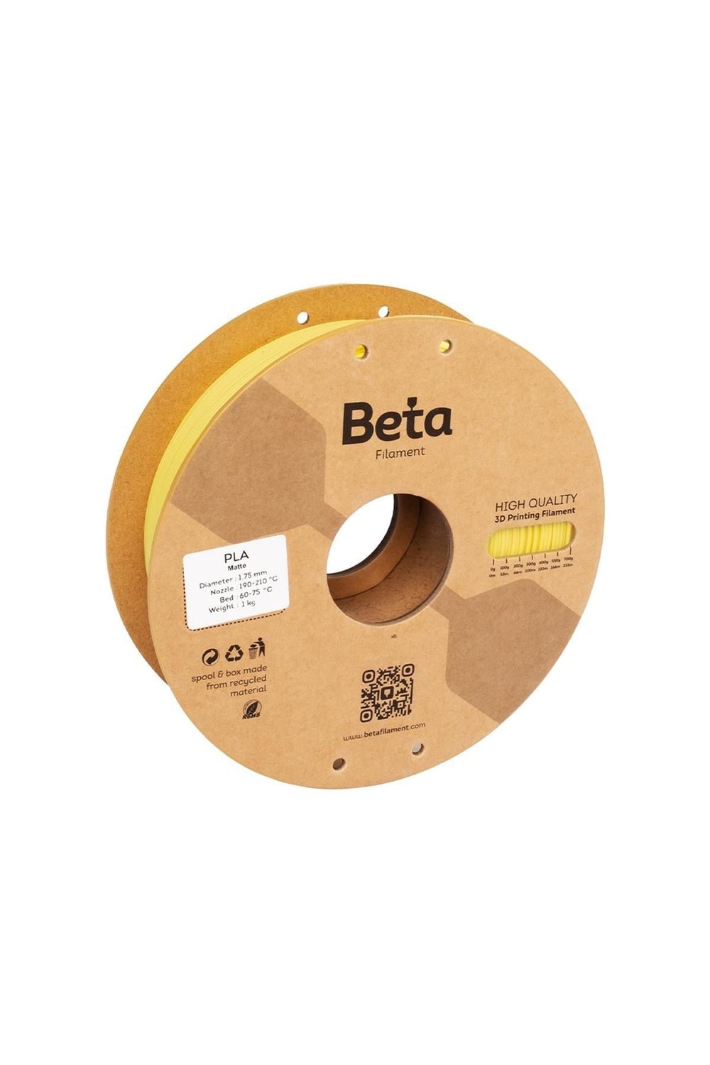 Beta PLA-Matte Filament Yellow