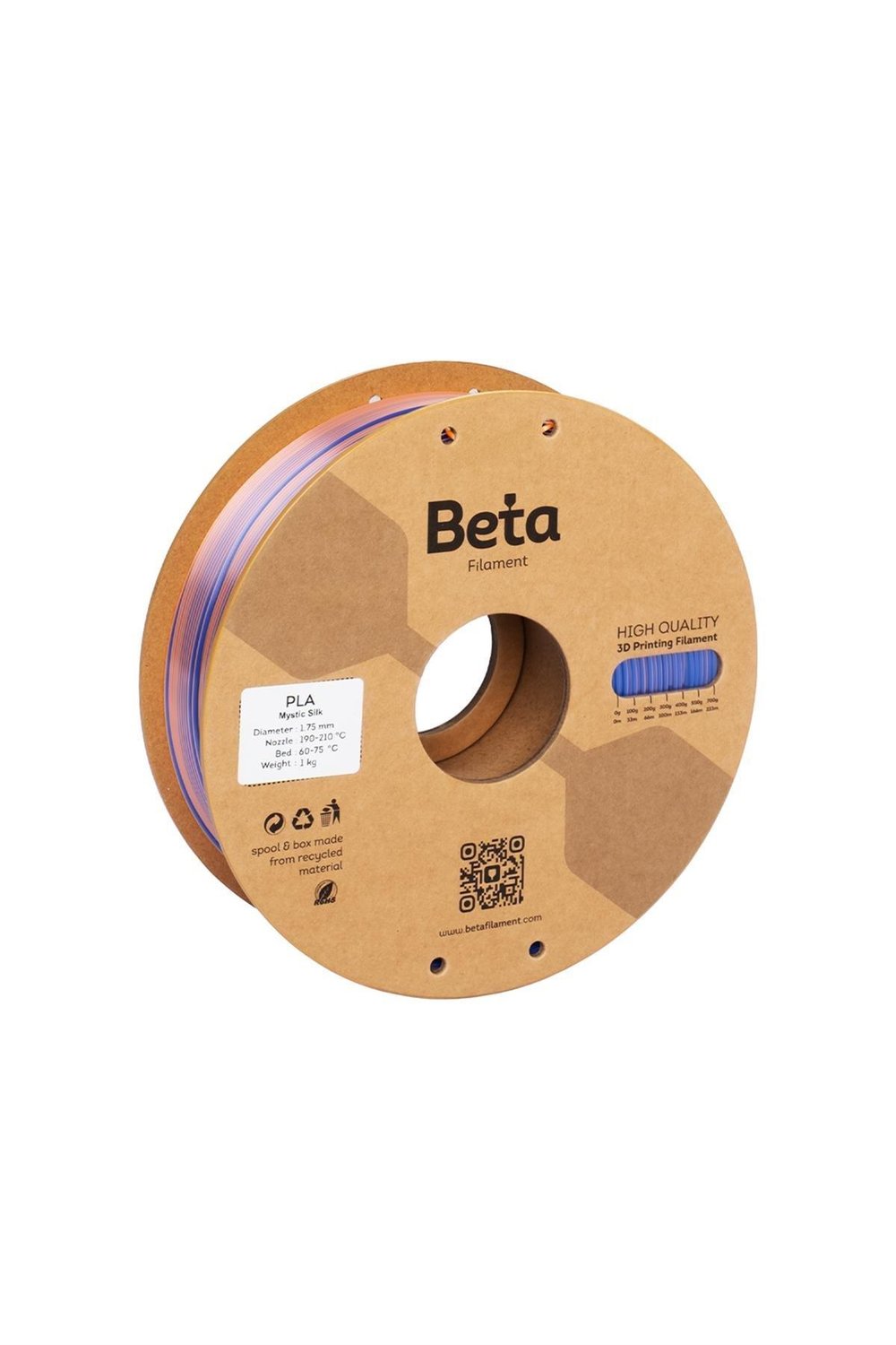 Beta PLA-Mystic Silk Filament Blue Green Orange