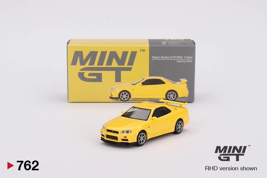 Mini GT - Nissan Skyline GT-R (R34) V-Spec Lightning Yellow MGT00762 1:64