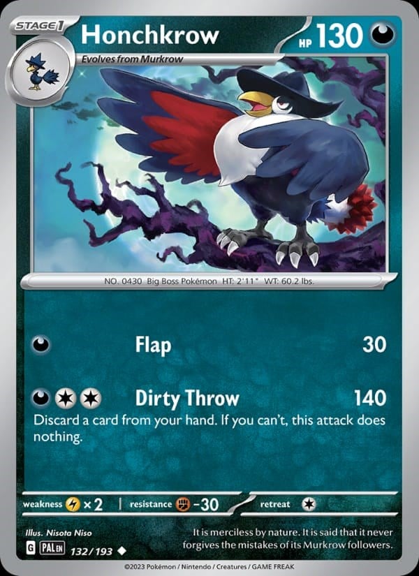 Paldea Evolved - Honchkrow [Reverse Holo] #132