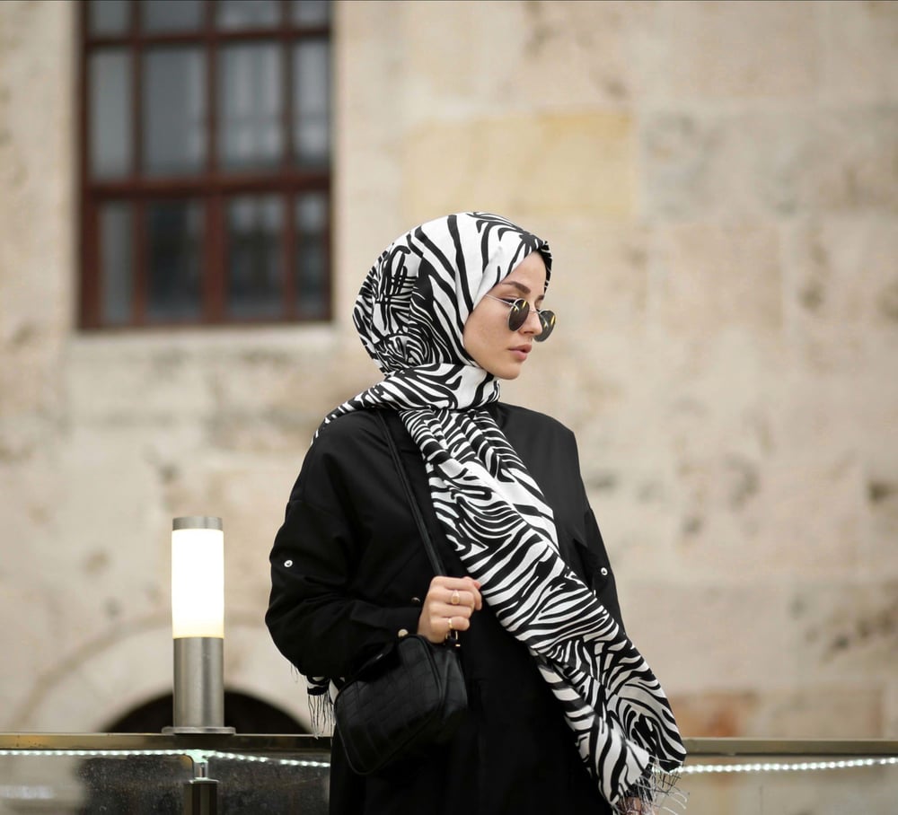İpekevi Zebra Desenli İpek Şal 