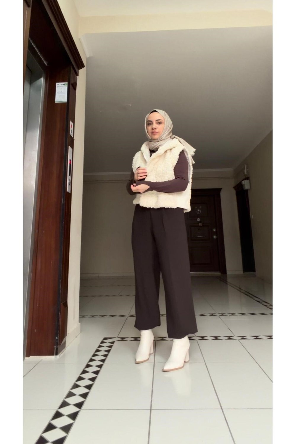 Yüksek Bel Pantolon Koyu Kahve