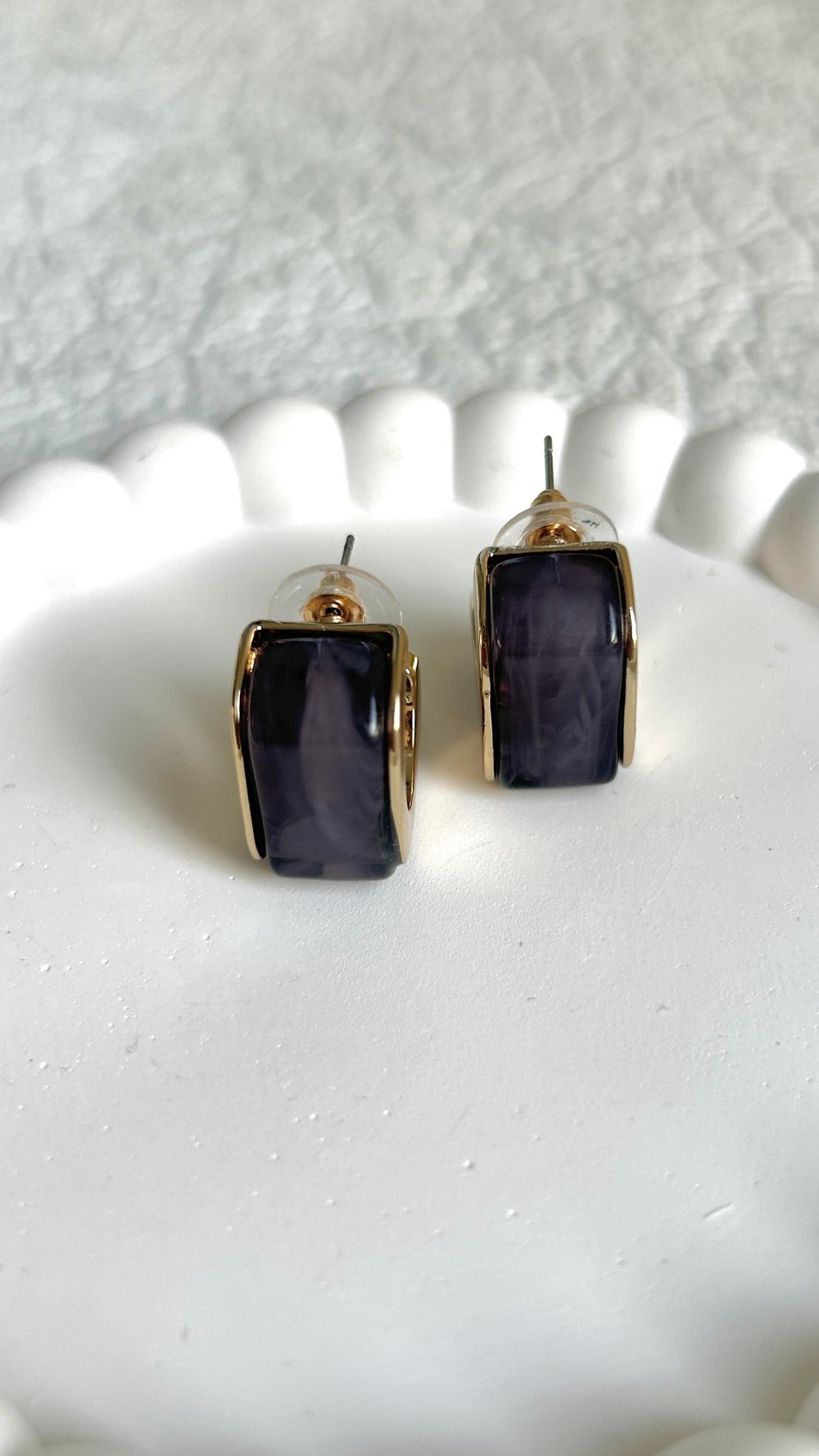 Minimal Geometrik Antrasit Halka Küpe