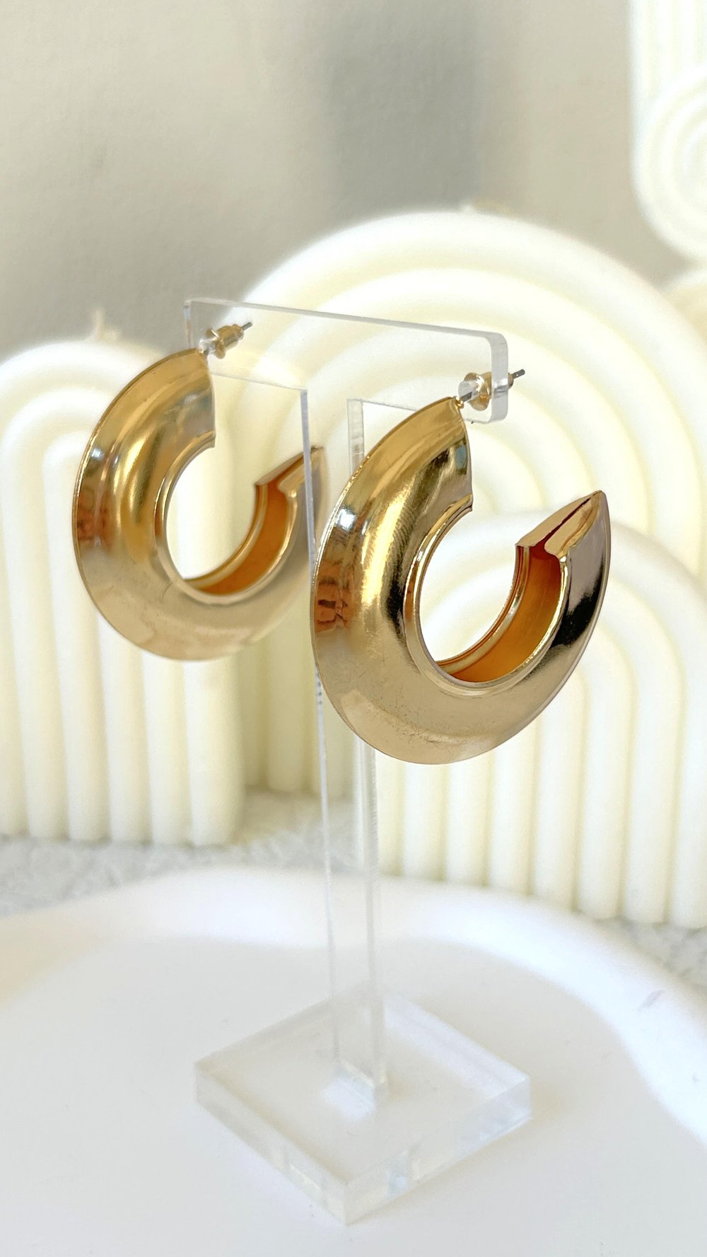 Modern C Form 5 Cm Gold Küpe