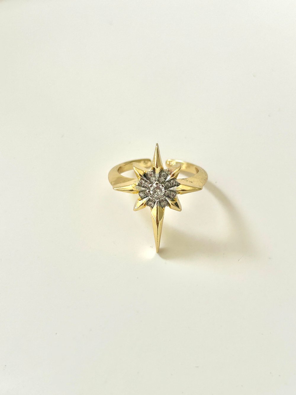 Premium Kutup Yıldızı Zirkon Taş Detay Gold Yüzük