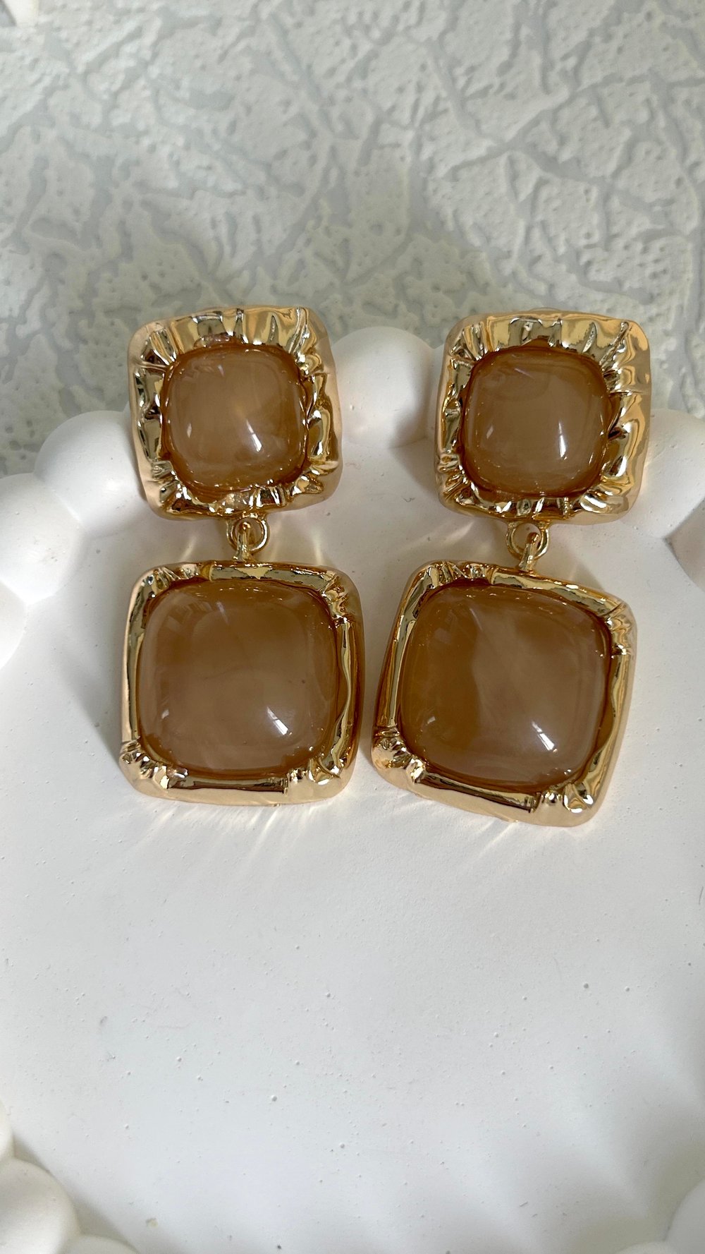 Premium Seri Kare İkili Kahve Küpe