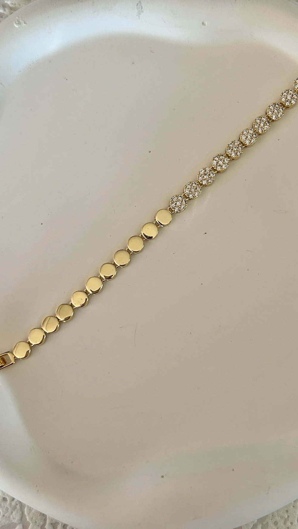 Premium Yuvarlak Taşlı Gold Bileklik