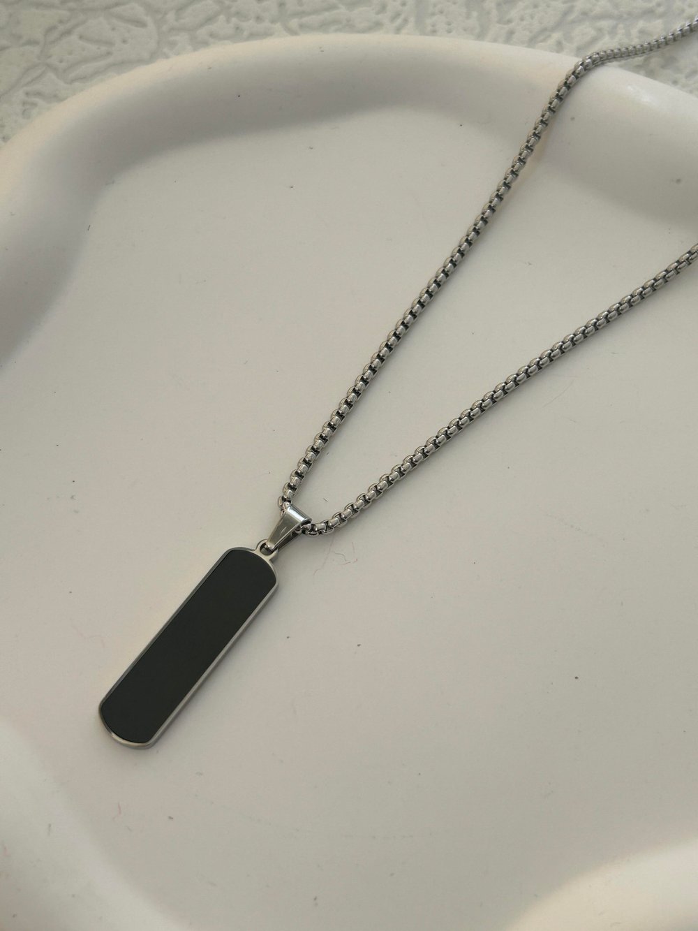 Siyah Çubuk Bar Çelik Kolye (60 cm)