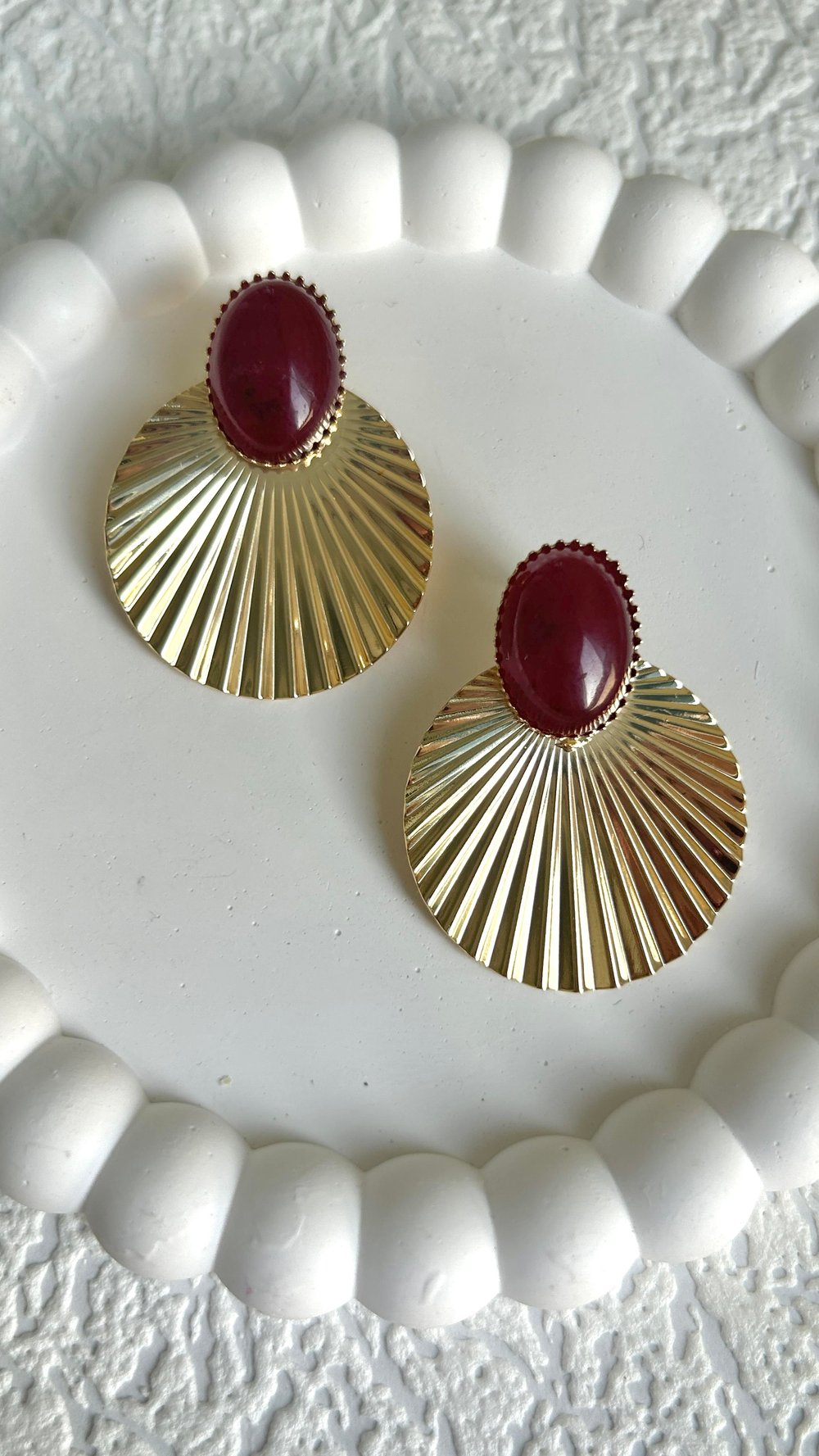 Yelpaze Model Bordo Küpe