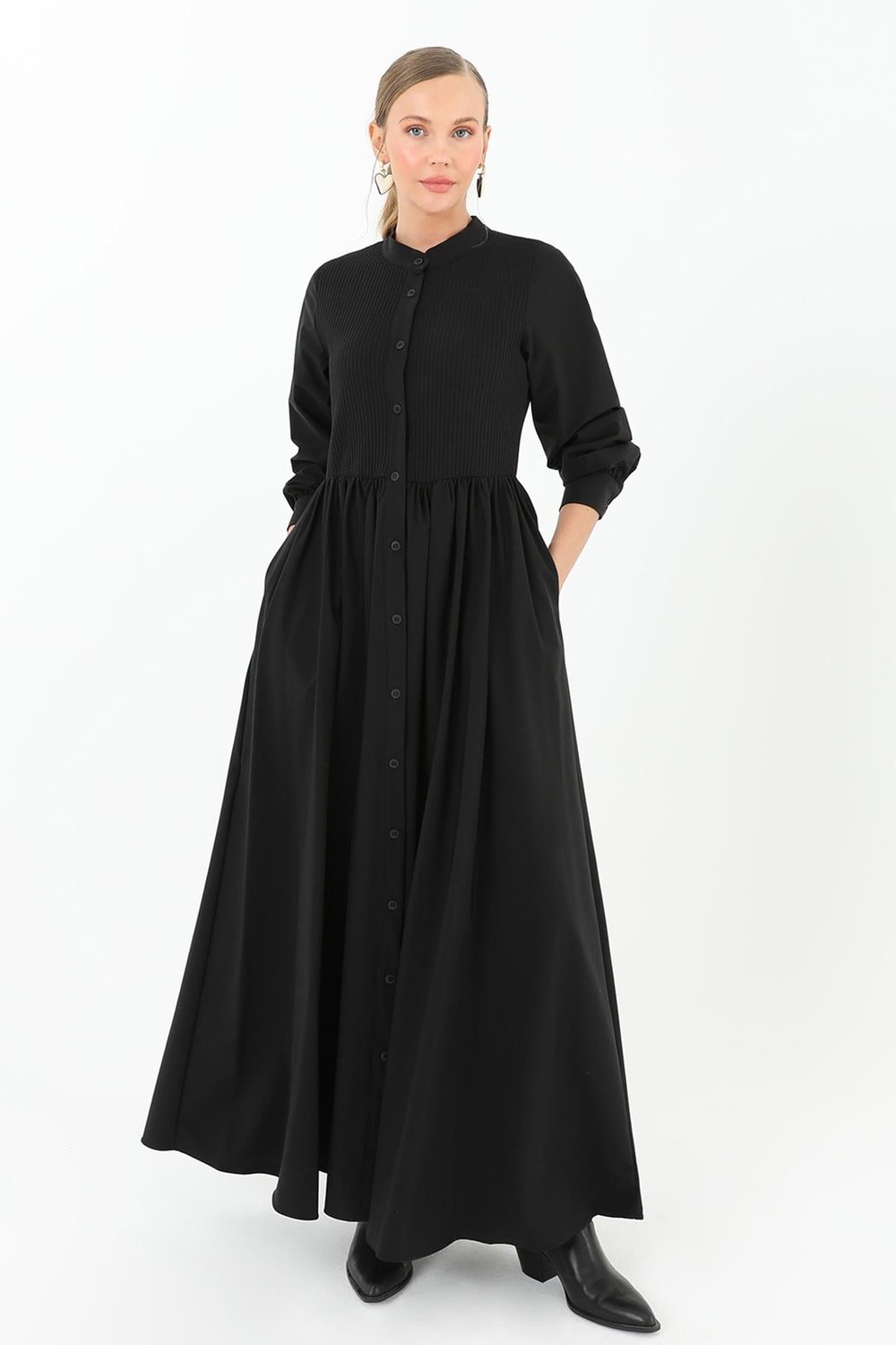 PN12551 Mocca Elbise Siyah