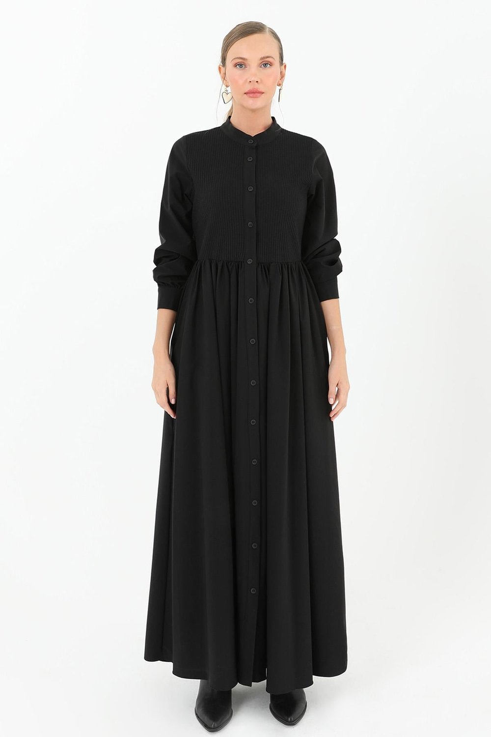 PN12551 Mocca Elbise Siyah