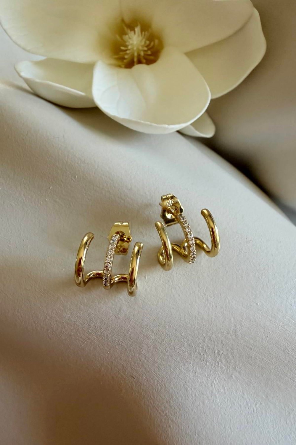 Xuping 14k 3'lü Taşlı Halka Küpe