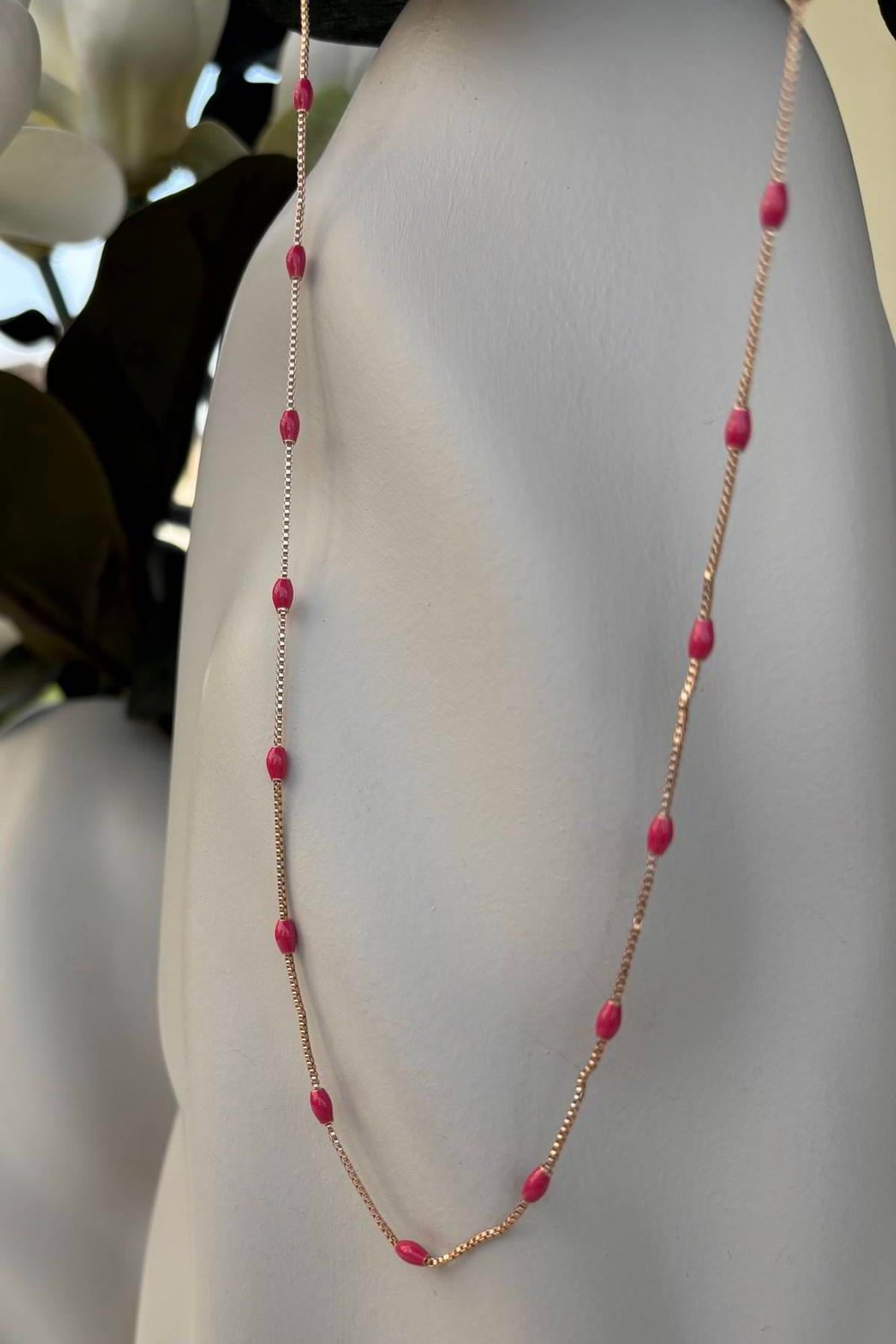 Xuping Rose Pembe Taşlı Kolye