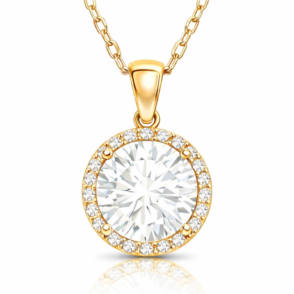 Gümüş Gold Yuvarlak Montür Kadın Kolye