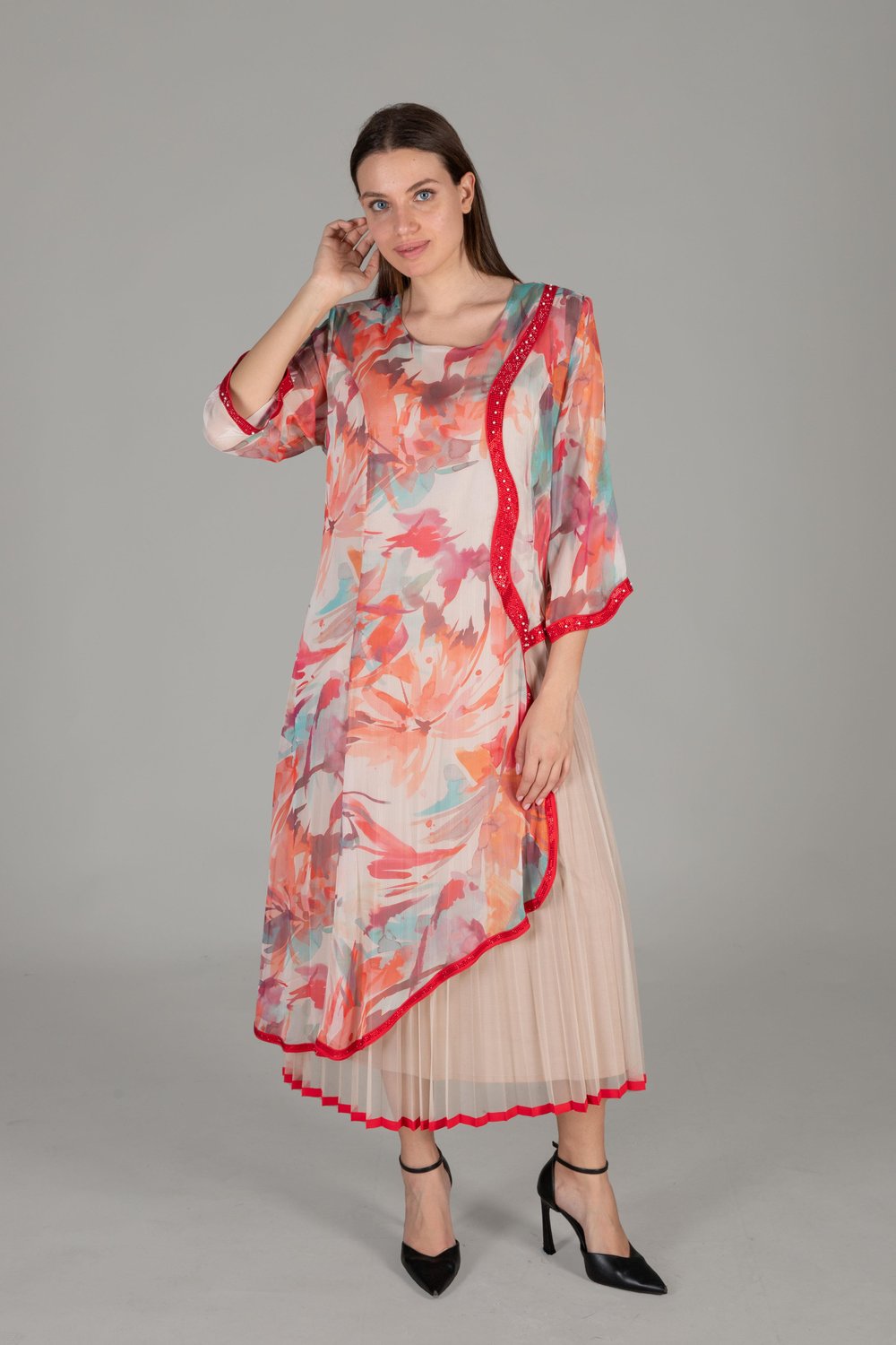 Round Neck Silk Yoryo Dress 