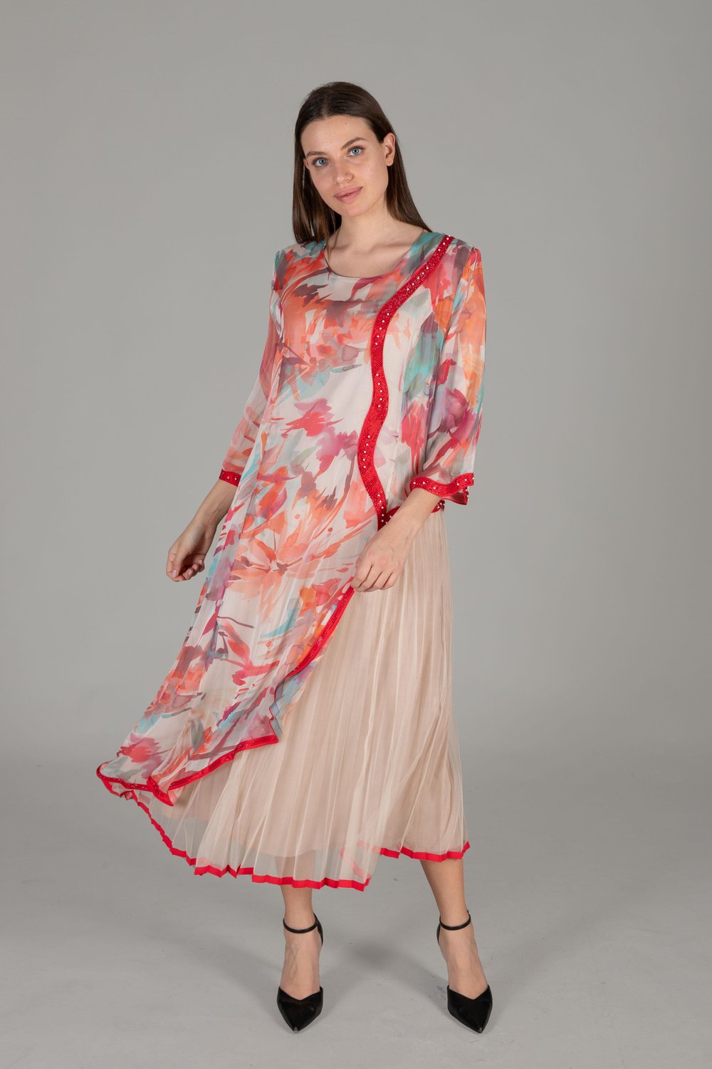 Round Neck Silk Yoryo Dress 
