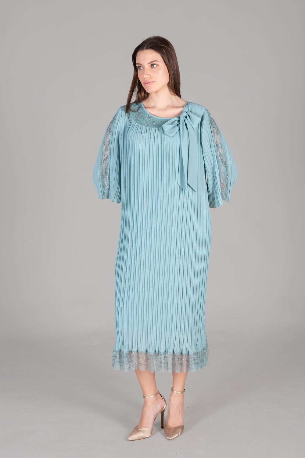Round Neck Tulle Chiffon Dress