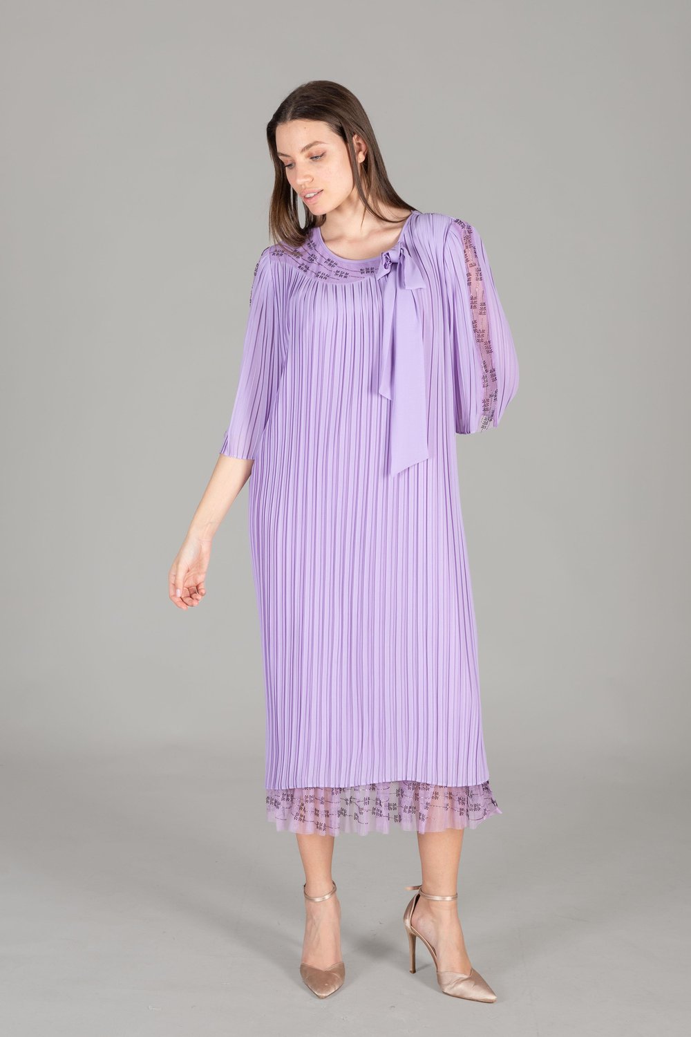 Round Neck Tulle Chiffon Dress