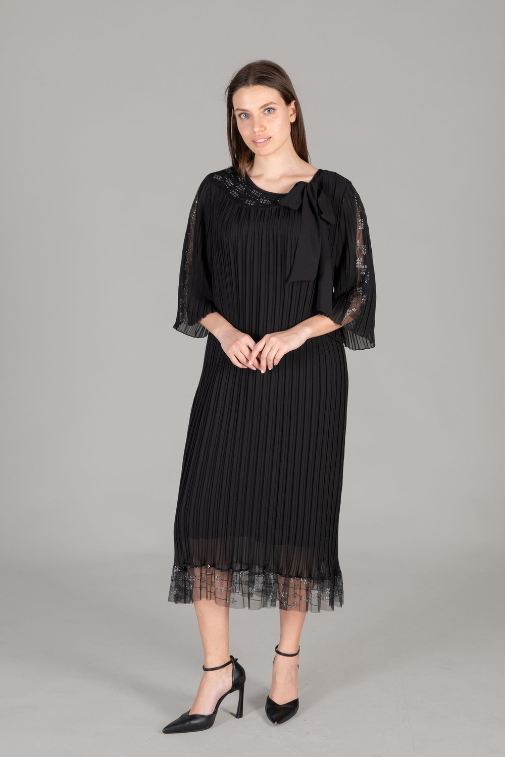 Round Neck Tulle Chiffon Dress