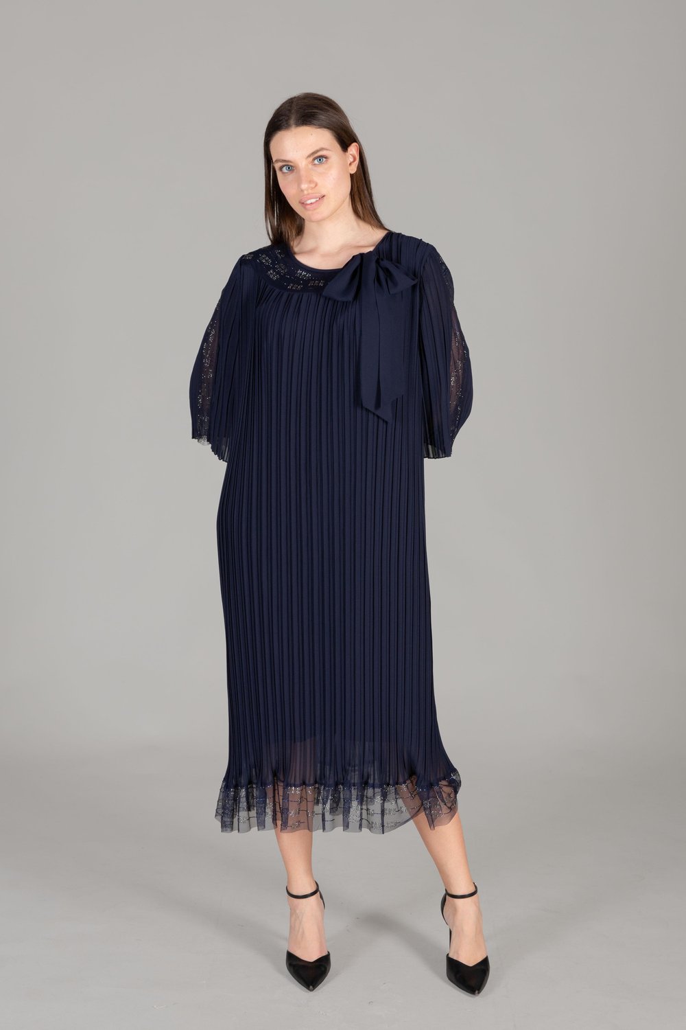 Round Neck Tulle Chiffon Dress