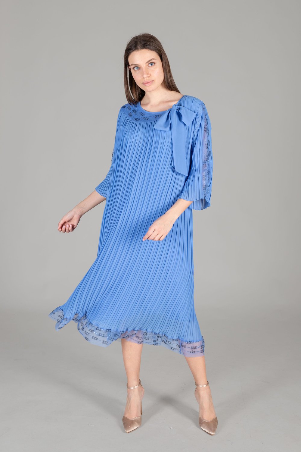 Round Neck Tulle Chiffon Dress
