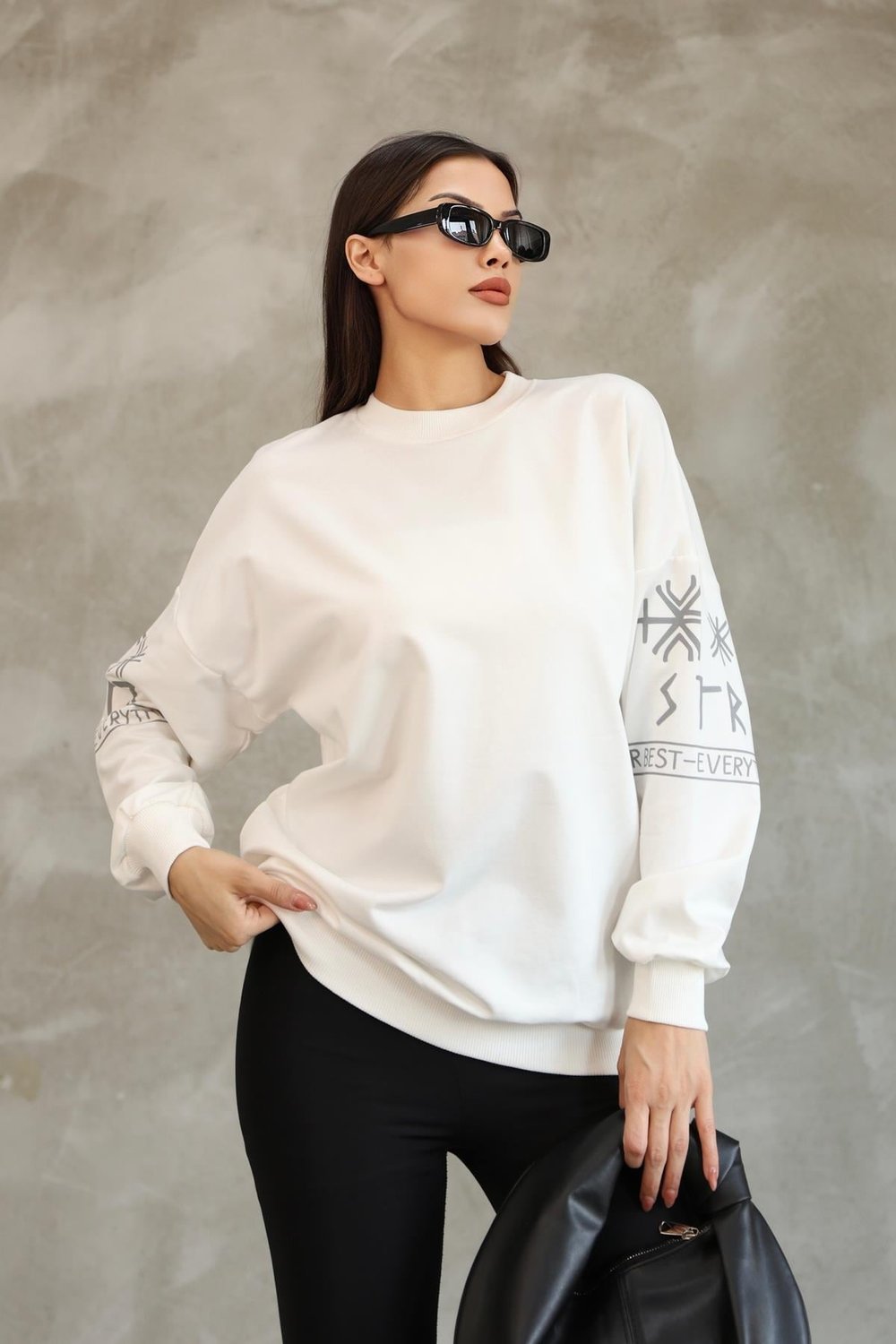 Baskılı Oversize Sweatshırt Mevsimlik 25528
