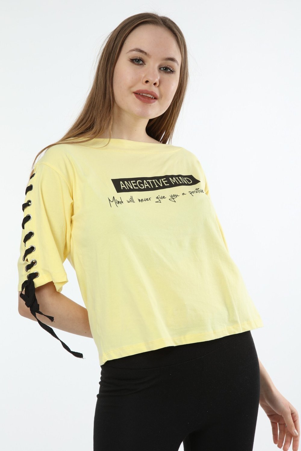 Kadın Baskılı Sarı T-shirt 20028