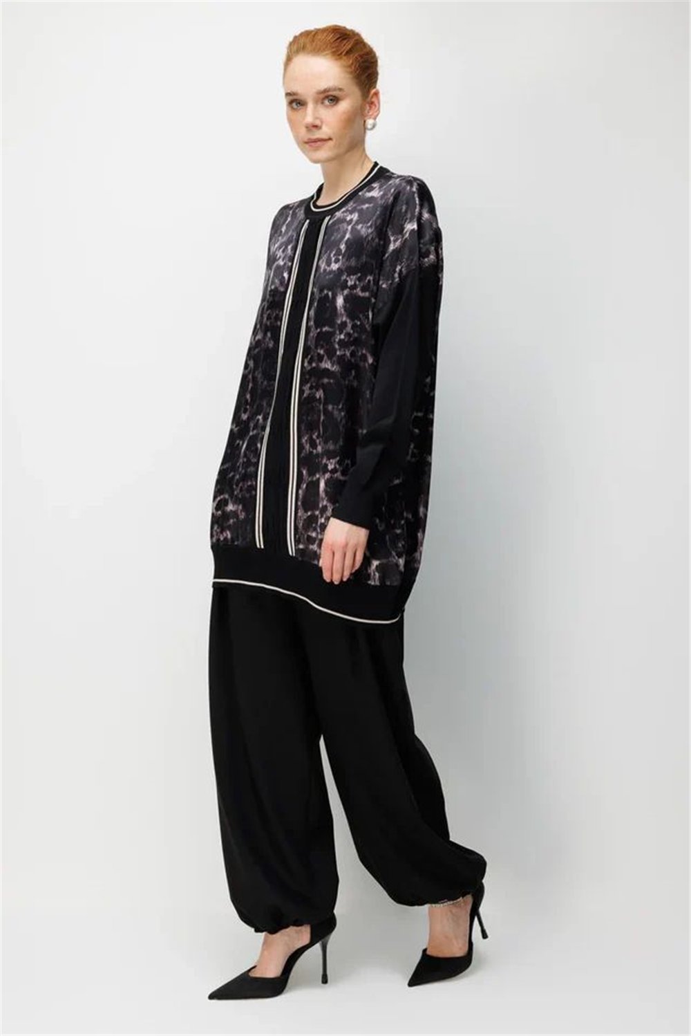 Ghisa 26KÖRPNK4148 Kadın Leopar Desenli Tunik